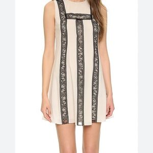 Alice + Olivia Cream Dress with Black Lace Details, Size 2, EUC